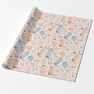 Pastell Nashville Cowgirlstövlar Watercolorpresent Presentpapper