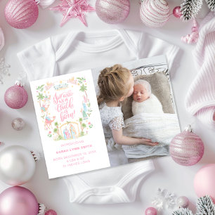 Pastell Nativitets Bebis Annonserings Fotokort