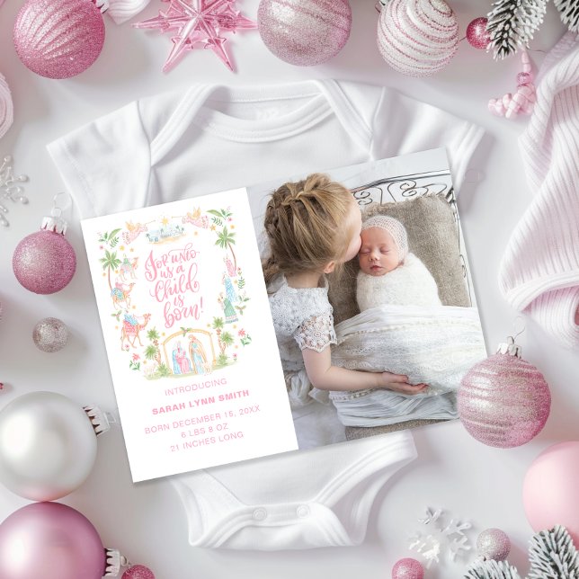 Pastell Nativitets Bebis Annonserings Fotokort (Skapare uppladdad)