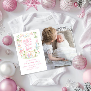Pastell Nativitets Bebis Annonserings Fotokort