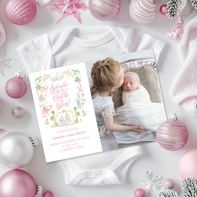 Pastell Nativitets Bebis Annonserings Fotokort (Skapare uppladdad)