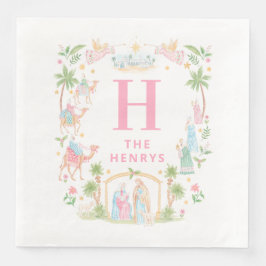 Pastell Nativitetsmonogram Pappersservett