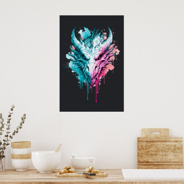 Pastell Neon Drak Splash Affisch (Kök)