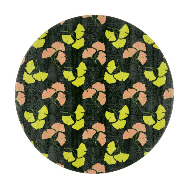 Pastell-Neon Ginkgo blad på svart bakgrund (Framsidan)