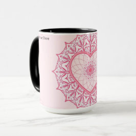 Pastell Nostalgi Rosa Hjärtmandala Estetik Mugg