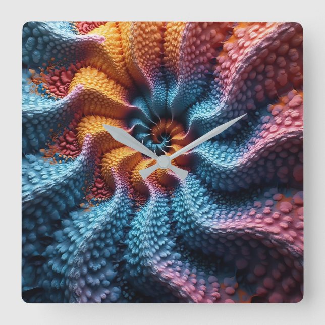 Pastell oändlig spiral rörelsegrafik fyrkantig klocka (Framsida)