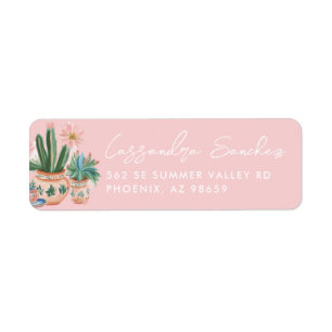 Pastell ökencactus returadress etikett