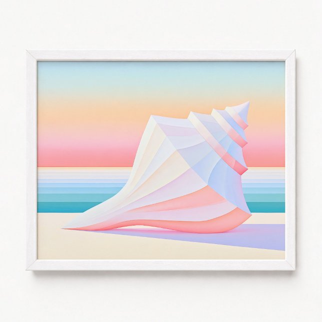 Pastell Ombre Ränder Conchskal Poster (Pastel Ombre Stripes Conch Shell Poster)