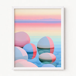 Pastell Ombre Solnedgång Abstrakt Reflektioner Poster