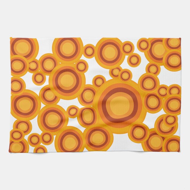 pastell orange cirkel kökshandduk (Horisontell)