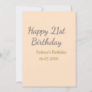 Pastell orange grå glad 21-årsdag namn datum inbjudningar