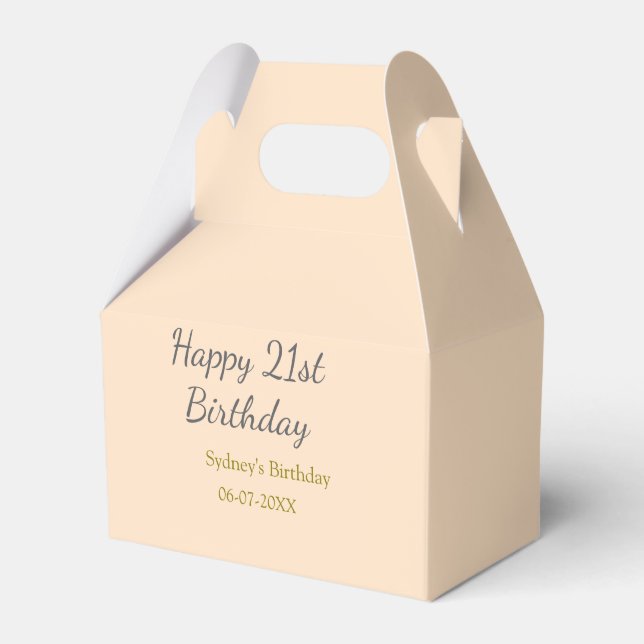 Pastell orange grå glad 21-årsdag namn datum presentaskar (Framsidan Sidan)