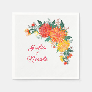 Pastell Orange Gul Vår Dahlia Blommor Bröllop Pappersservett