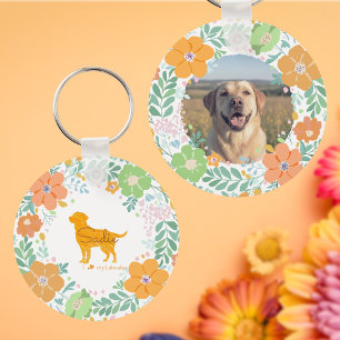Pastell Orange Labrador Retriever Anpassad Foto Nyckelring