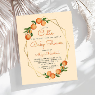 Pastell Orange Liten Söt Baby Shower Inbjudan