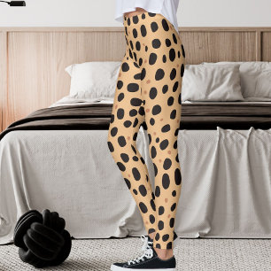 Pastell Orange Mörkgrå Fläckar Safari Leopardtryck Leggings