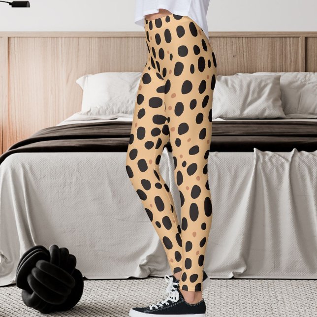 Pastell Orange Mörkgrå Fläckar Safari Leopardtryck Leggings (Skapare uppladdad)