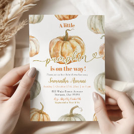 Pastell Orange Pumpa Könsneutrala Baby Shower Inbjudningar