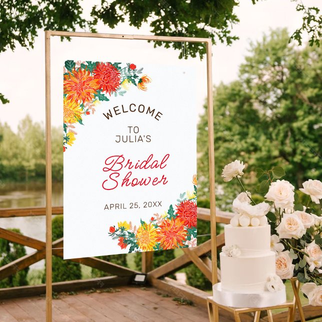 Pastell Orange Vår Dahlia Bröllopsdusch Poster (Skapare uppladdad)