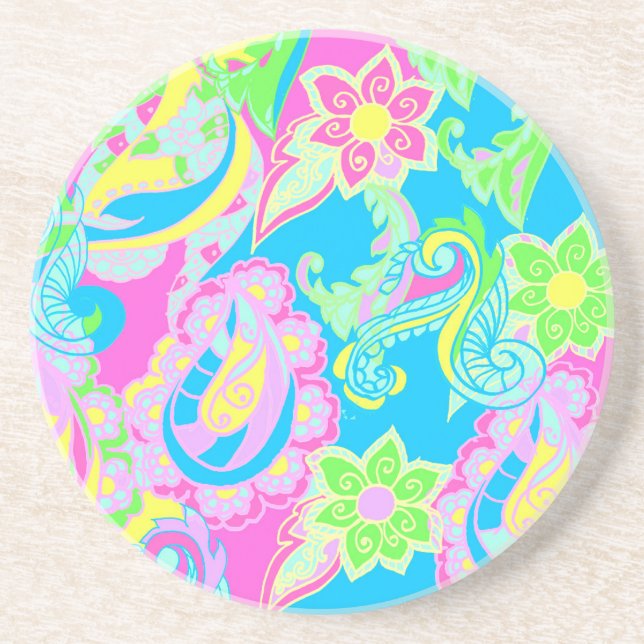 Pastell Paisley Blomning Underlägg (Framsidan)