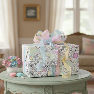 Pastell paisley-inslagspapper presentpapper