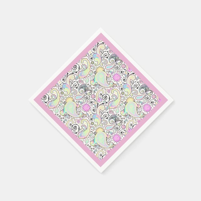 Pastell paisley pappersservett (Hörn)