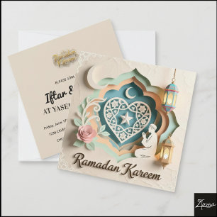 Pastell Pappersklipp Ramadan Kareem hälsning Inbjudningar