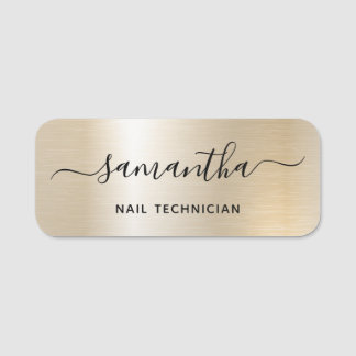 Pastell Pärl Guld Glam Signatur Namn Jobbtitel Namnbricka