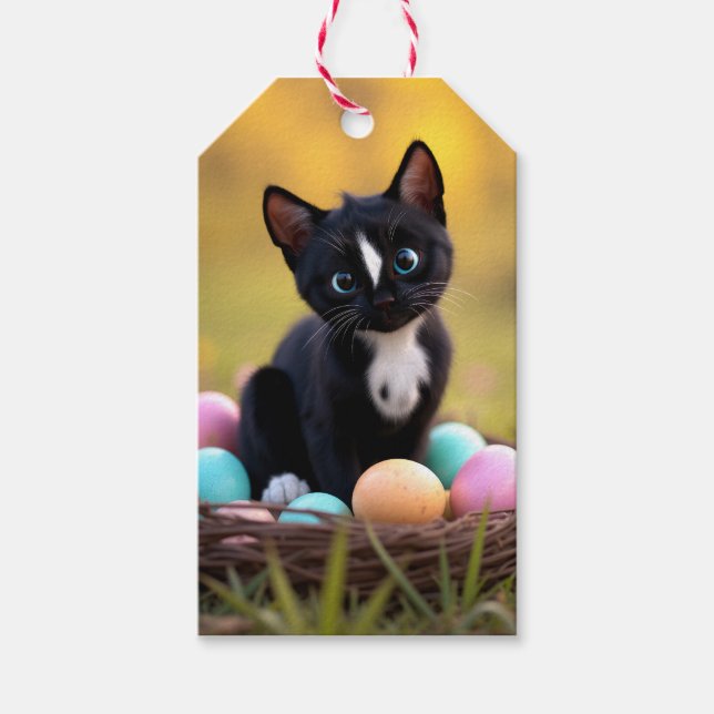 Pastell Pärlor & Morrhår: Felinis påskkorg Presentetikett (Framsidan)