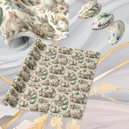 Pastell Påskharen Dekorativa Ägg Vårblommor Presentpapper