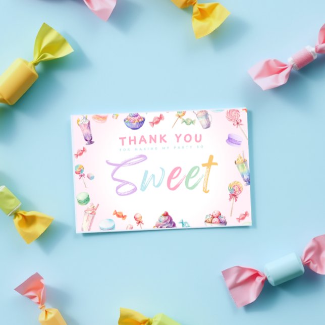 Pastell Pastellfärgad Godis Wonderland Födelsedags Tack Kort (Skapare uppladdad)