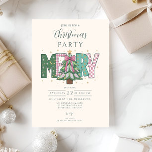 Pastell Patchwork God Jul Inbjudningar