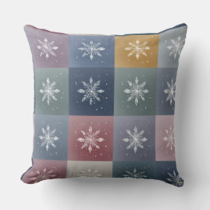 Pastell Patchwork Snöflinga Blommig Kastkudde Kudde