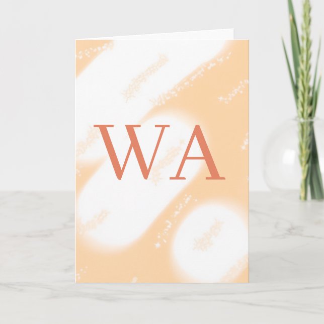 Pastell peach orange vit monogram retro fet namn kort (Framsida)