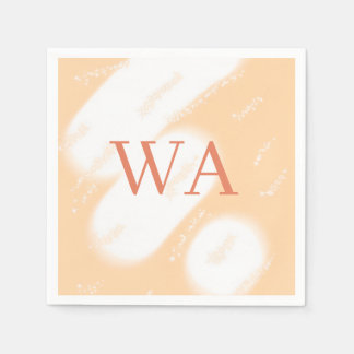 Pastell peach orange vit monogram retro fet namn pappersservett