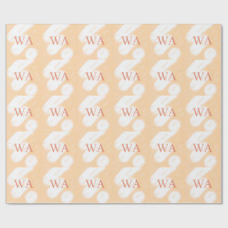 Pastell peach orange vit monogram retro fet namn presentpapper