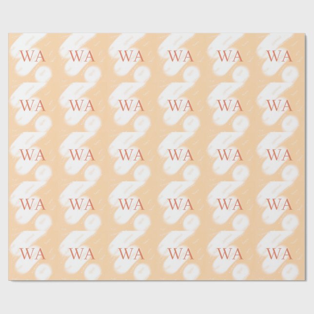 Pastell peach orange vit monogram retro fet namn presentpapper (Platt)