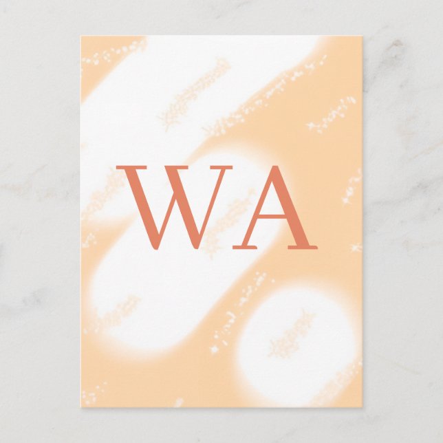Pastell peach orange vit monogram retro fet namn vykort (Framsida)