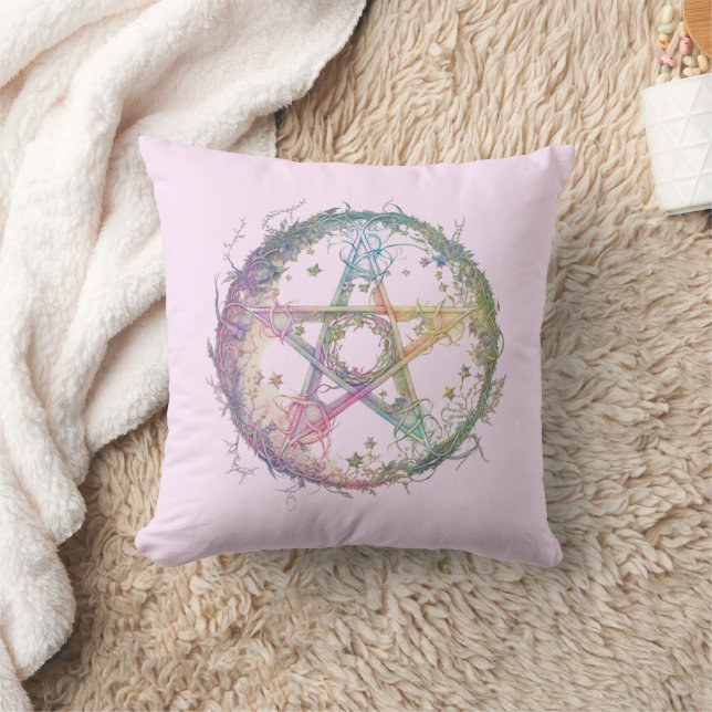 Pastell Pentagram Pagan Wicca Häxkonst Halloween Kudde (Filt)