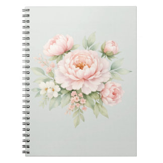 Pastell Peony Blomning ,Mjukt Akvarell Botaniskt  Anteckningsbok