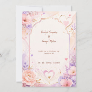 Pastell Peony Kärlekssång Bröllopsromans Inbjudningar