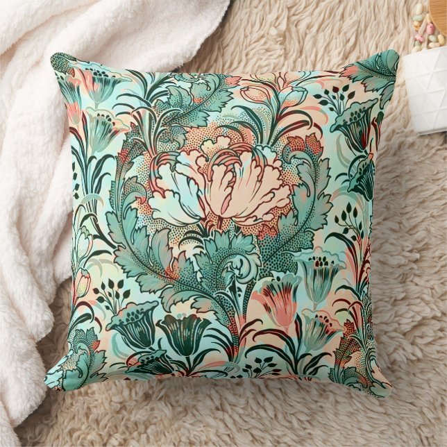 Pastell Peony Tulpan Krokus William Morris Mönster Kudde (Filt)