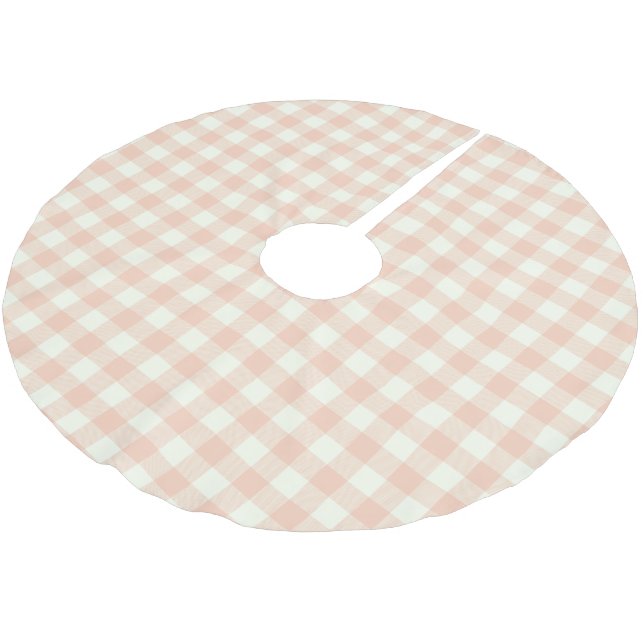 Pastell Persika Gingham Buffalo Rutig Randig Mönst Julgransmatta Borstad Polyester (Vinklad)