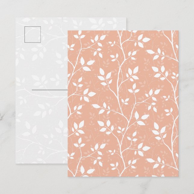 Pastell Persika Minimalistisk Botanisk Konst vykor Helg Vykort (Fram/baksida)