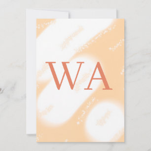 Pastell persika orange vit monogram retro fet namn inbjudningar