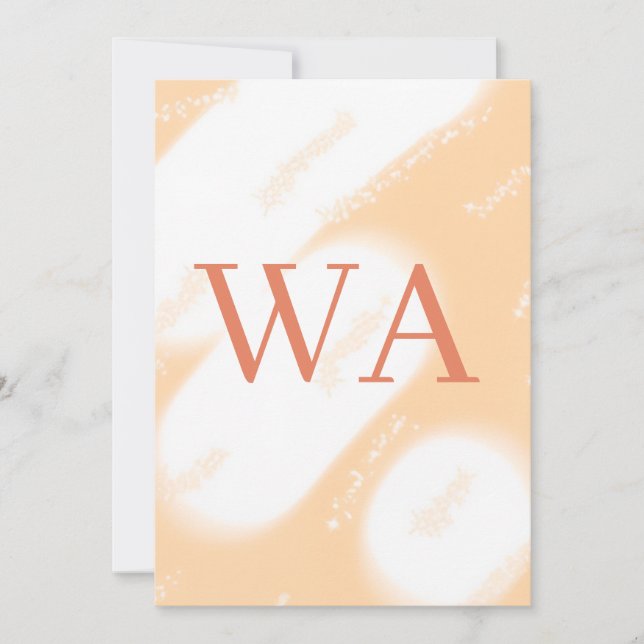Pastell persika orange vit monogram retro fet namn inbjudningar (Framsida)