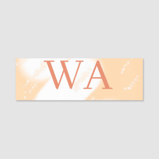 Pastell persika orange vit monogram retro fet namn namnbricka