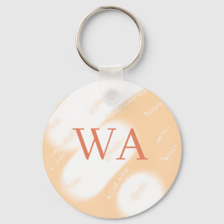 Pastell persika orange vit monogram retro fet namn nyckelring
