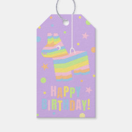 Pastell Pinata Grattis på födelsedagen Konfetti Presentetikett
