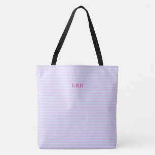 Pastell Pop Stripe Klassiska Monogram Initialer Tygkasse